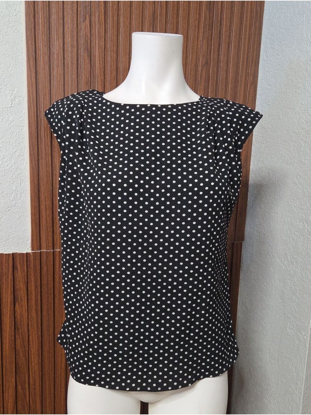 Monteau Black Polka Dot Cap Sleeve Blouse